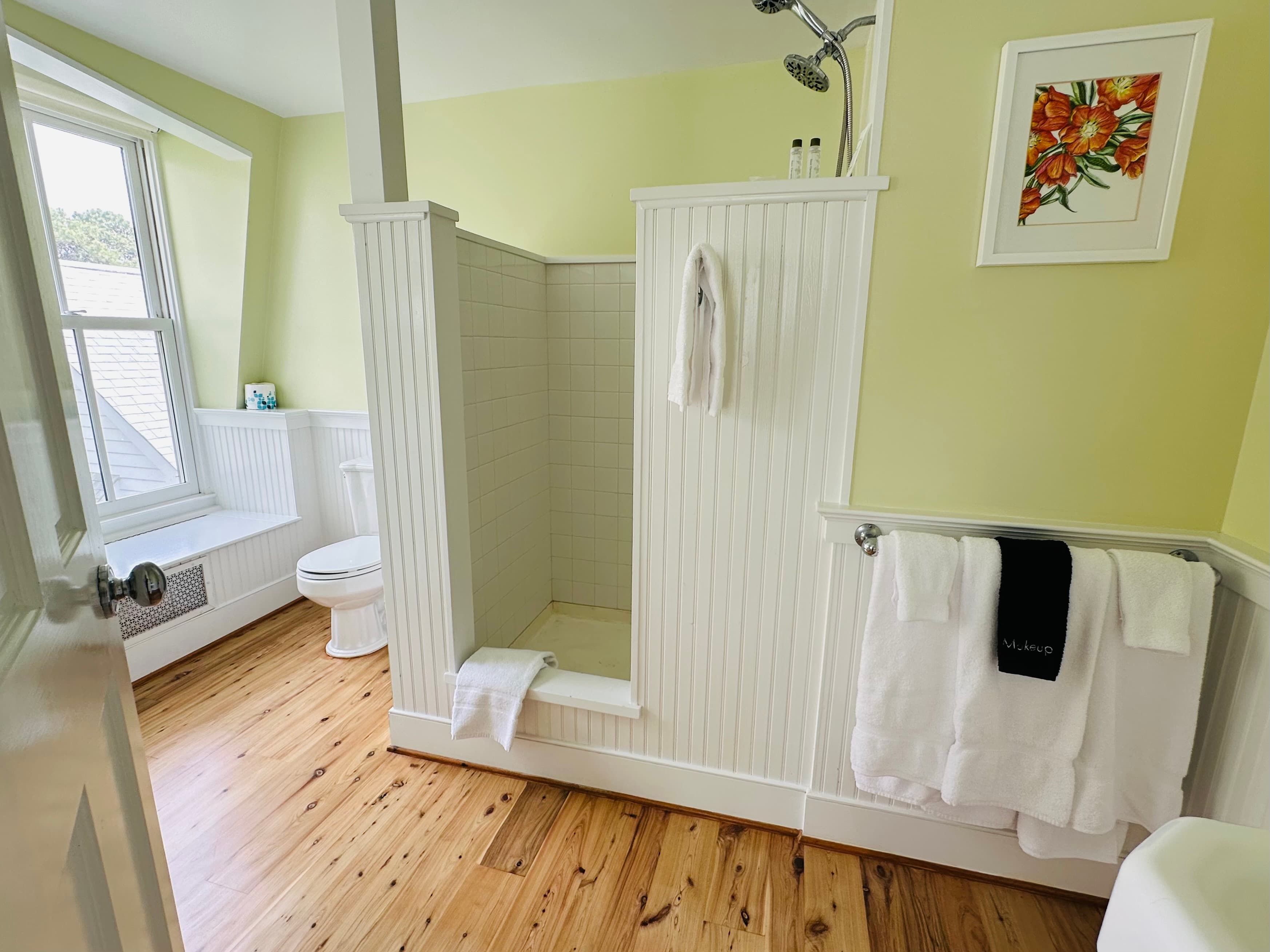 private attached bath with shower